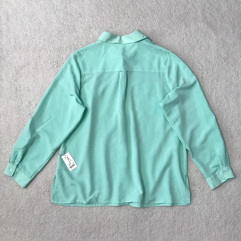 Mint Green Long Sleeve Top Button Down Blouse Pit to Pit 25" Size 2X 🚨 - Picture 11 of 13